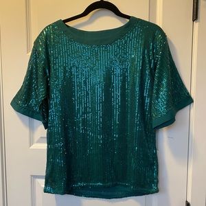 Green sequin blouse
